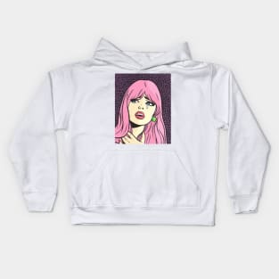 Pink Crying Comic Girl Kids Hoodie